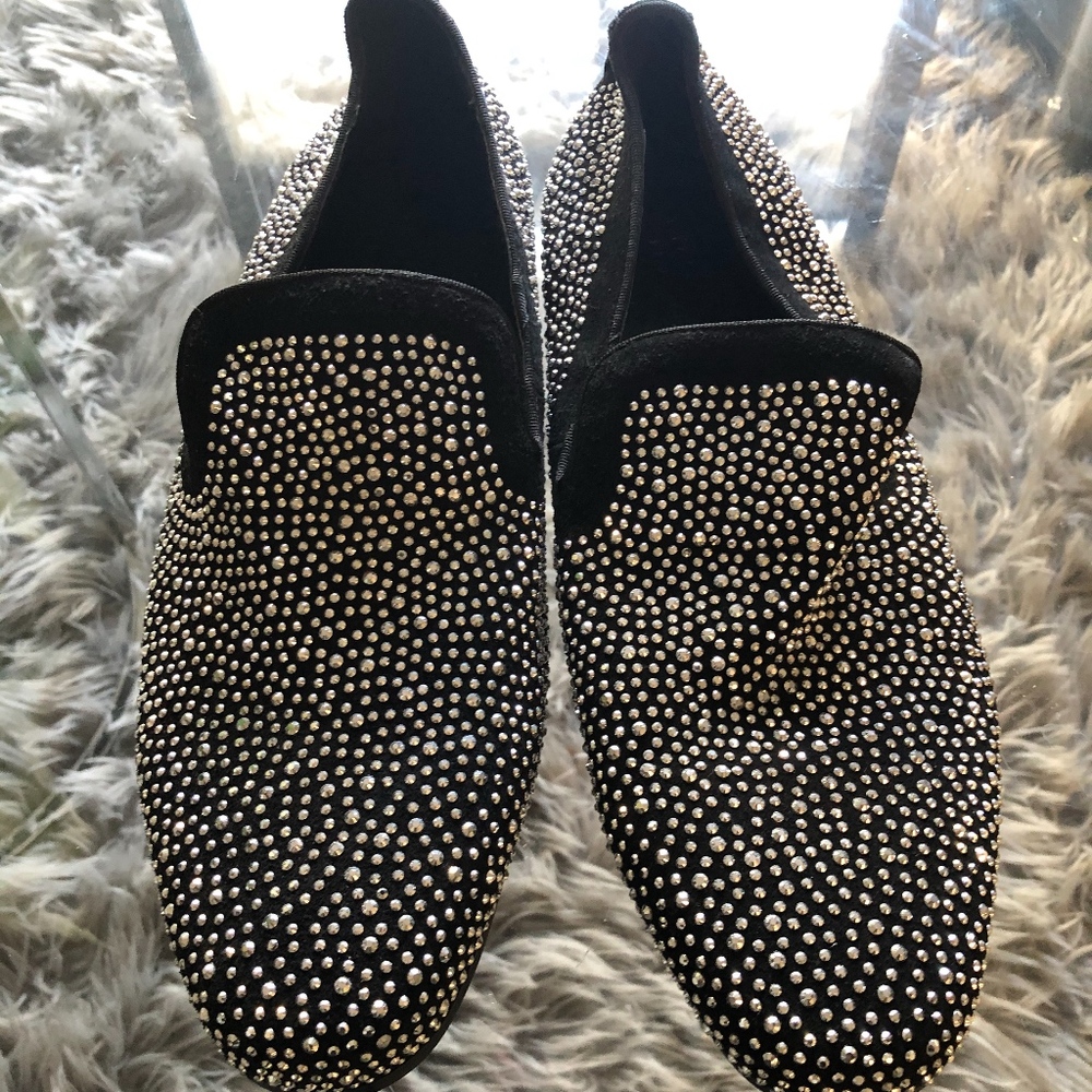 Moretti Black Label Shoes Studded Crystal